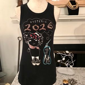 2026 black cotton bead and sequin adorned long sleeveless tee-shirt. Siz…